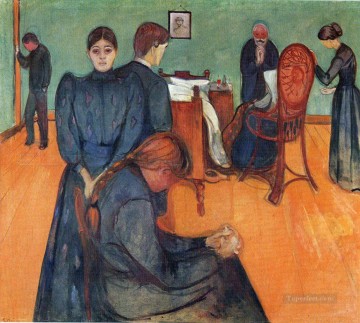 Edvard Munch Painting - death in the sickroom 1893 Edvard Munch